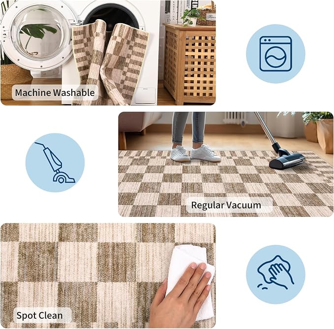 GarveeHome Brown Checkered Rug 6×9 Area Rugs - Image 7