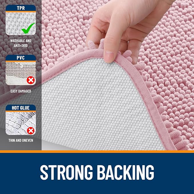 OLANLY Bathroom Runner Rugs 59x20, Soft Absorbent Chenille Bath Rugs, Rubber - Image 6