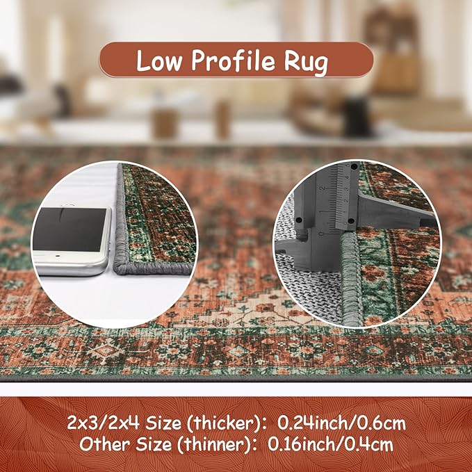 Moynesa Washable Vintage Bathroom Rug, Small Area Rug 2x3 Entryway Rug Indoor - Image 4