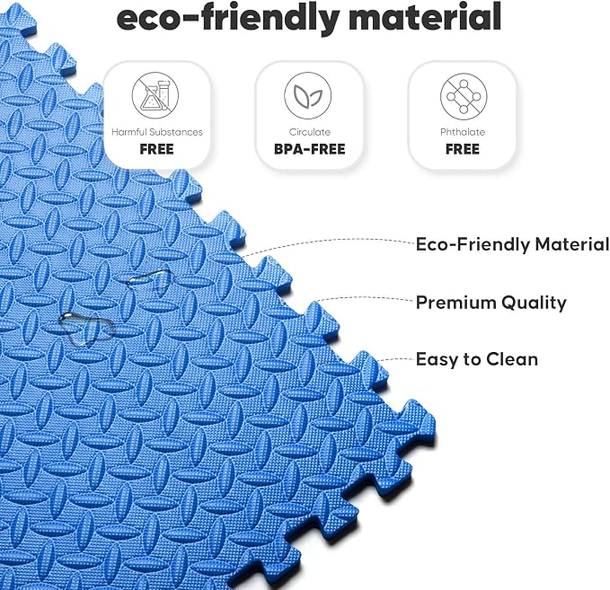 Home Gym Mat, Puzzle Exercise Mat, EVA Interlocking Foam Floor Tiles - Image 4