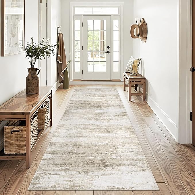 Washable 2x6 Runner Rug for Hallway: Kitchen Runner Non Slip Neutral Soft by LOSBULAKE