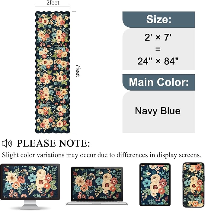 DUKINO Washable Runner Rug, 2x7 Lightweight Soft Floral Hallway Rug Runner - Image 2