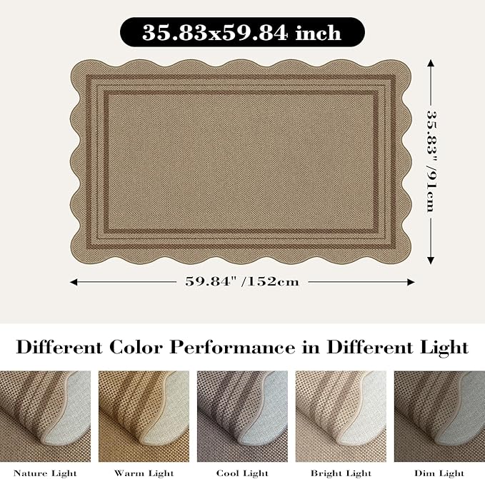 Modern Easy Jute 3x5 Outdoor Patio Rug, Washable Rugs - Image 2