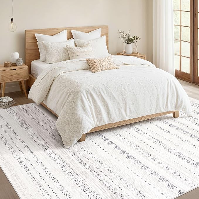 Nakagishi 8x11 Area Rugs Living Room: Washable Boho Large Neutral Soft - Image 5