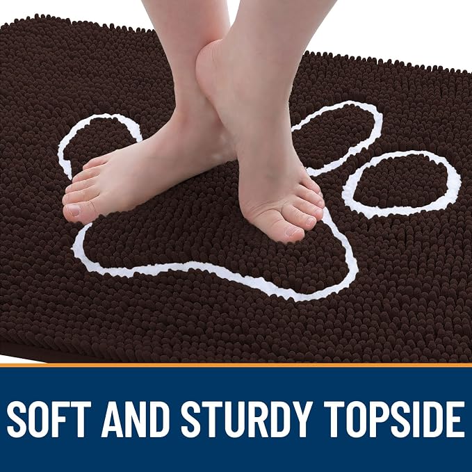OLANLY Dog Door Mat for Muddy Paws 35x24, Paw Print Design, Absorbs Moisture - Image 4