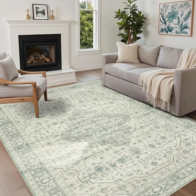 Rugxara 5X7 Washable Area Rug for Living Room, Vintage Large Boho Rugs for - Image 3