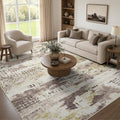 DCX Abstract Area Rug 9x12, Washable Brown Modern Rug by DCXWashableRug