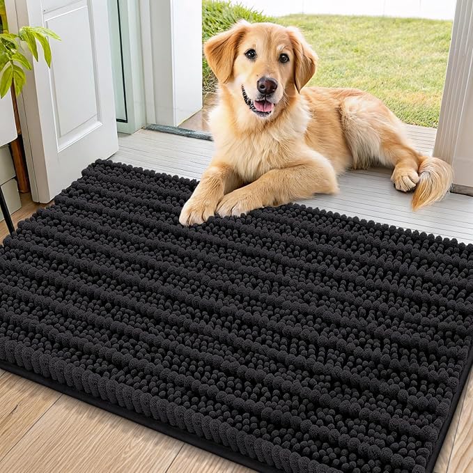 Smiry Dog Door Mat for Muddy Paws 36x24, Absorbent Dirt Trapper, Non-Slip by Smiry