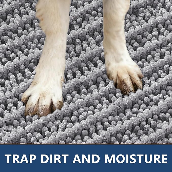 Smiry Dog Door Mat for Muddy Paws 32x21, Absorbent Dirt Trapper, Non-Slip - Image 4