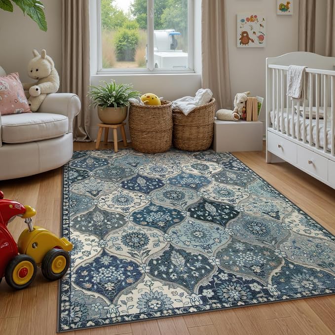 Lahome Moroccan Washable Area Rug 6x9, Ultra-Thin Large Living Room Rugs - Image 4