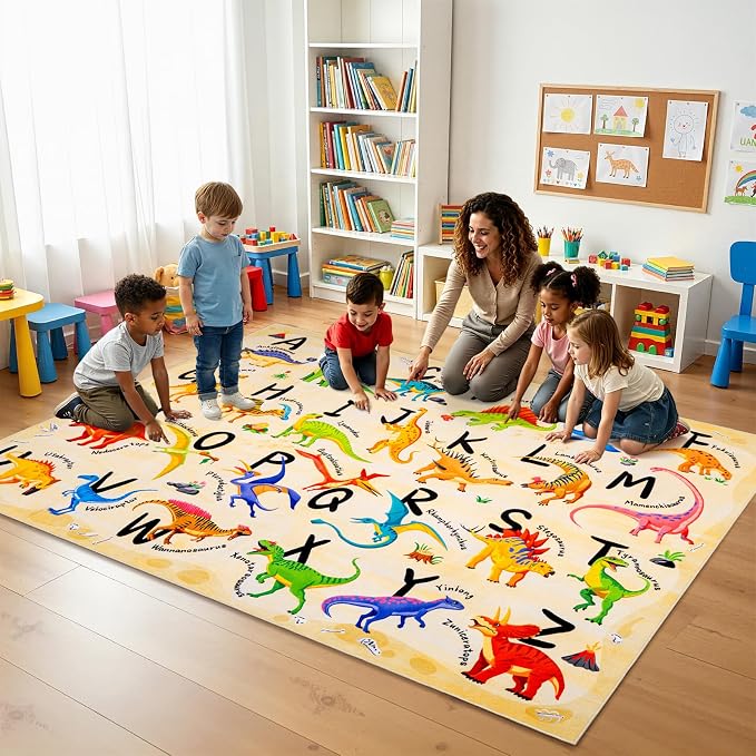 5x7 ABC Classroom Rug for Kids Playroom, Alphabet Rug - Image 3