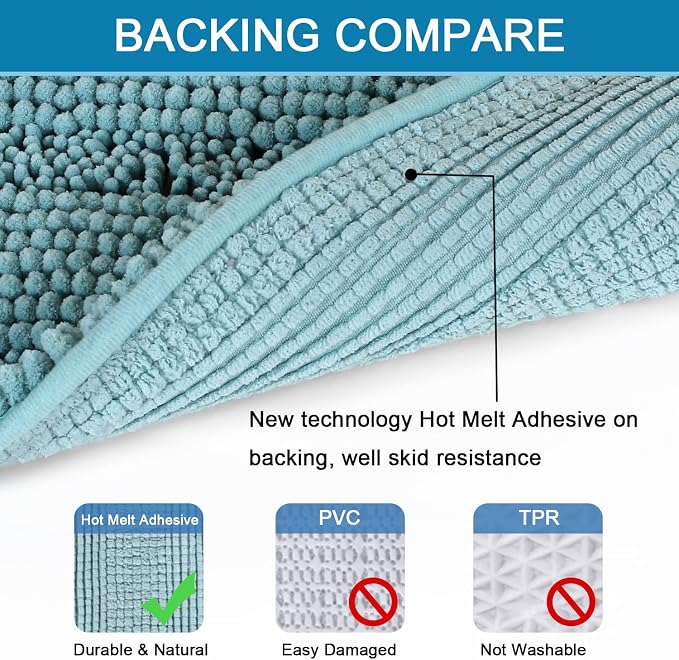 H.VERSAILTEX Bath Rugs for Bathroom Non Slip Bath Mats Extra Thick Chenille - Image 4