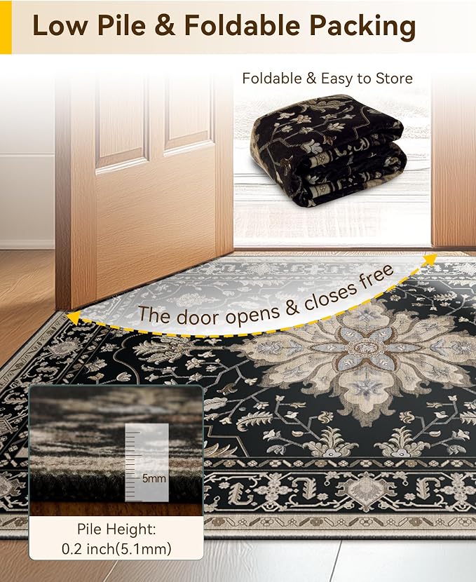 RELEANY Area Rugs Runner 2'6"x5' Washable Non-Slip, Floral Vintage Distress - Image 6