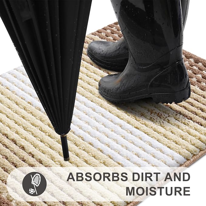 Kitinjoy Indoor Outdoor Door Mat, 47x17 Non-Slip Absorbent Dirt Trapper - Image 2
