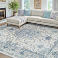 RELEANY Area Rugs 8'x10' Washable Non-Slip, Floral Vintage Distress Medallion by RELEANY