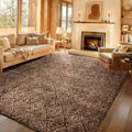 Ophanie 9x12 Brown and White Diamond Striped Rugs by Ophanie