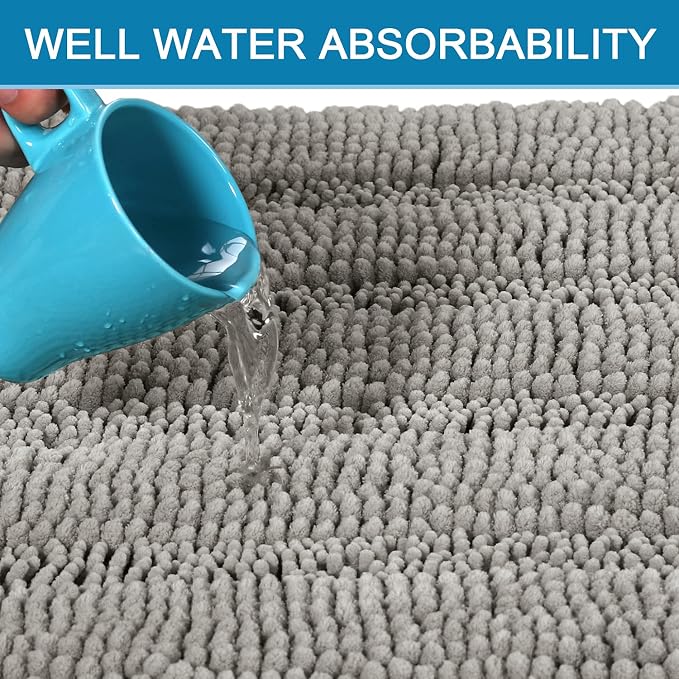 Non Slip Thick Shaggy Chenille Bathroom Rug Mat Set Extra Soft and Absorbent - Image 5
