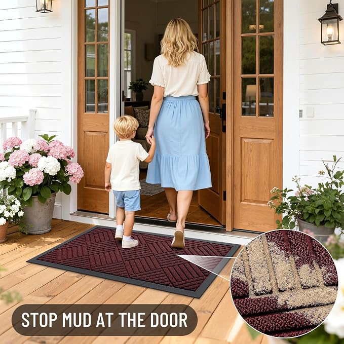 OLANLY Front Door Mat Outside Entrance 35x23, Heavy Duty Sturdy Natural Rubber - Image 6