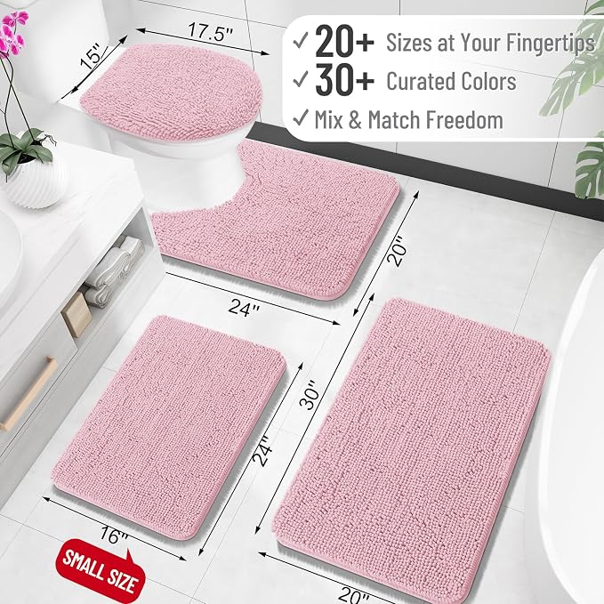 OLANLY Bathroom Runner Rugs 47x17, Soft Absorbent Chenille Bath Rugs, Rubber - Image 2