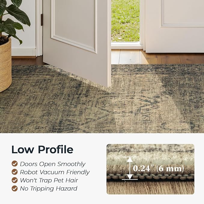Washable Brown Area Rugs 6x9 for Bedroom, Non-Skid Stain Resistant Carpet for - Image 4