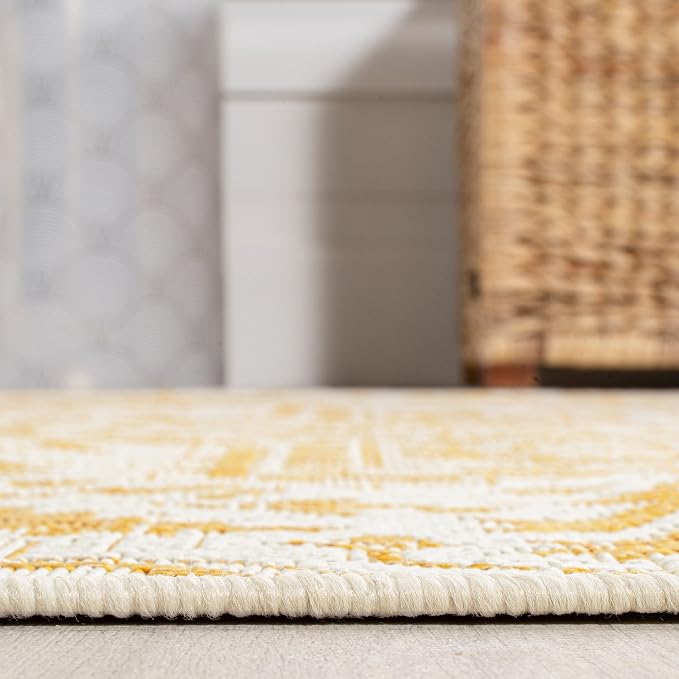 JONATHAN Y Boho Medallion Indoor Outdoor Area Rug 8X10 Cream/Yellow, Estrella - Image 7