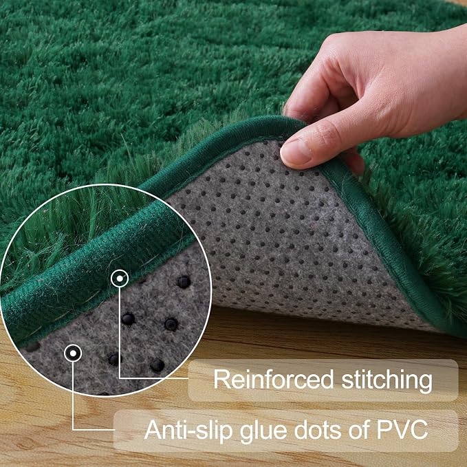 qulint Green Area Rug for Bedroom 3x5, Fluffy Soft Shag Rugs for Living Room - Image 3