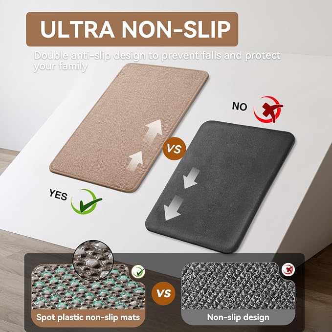 YDKGL Kitchen Rugs Mat Non Slip Washable, Linen-Look 0.3" Thick Soft Cushioned - Image 3