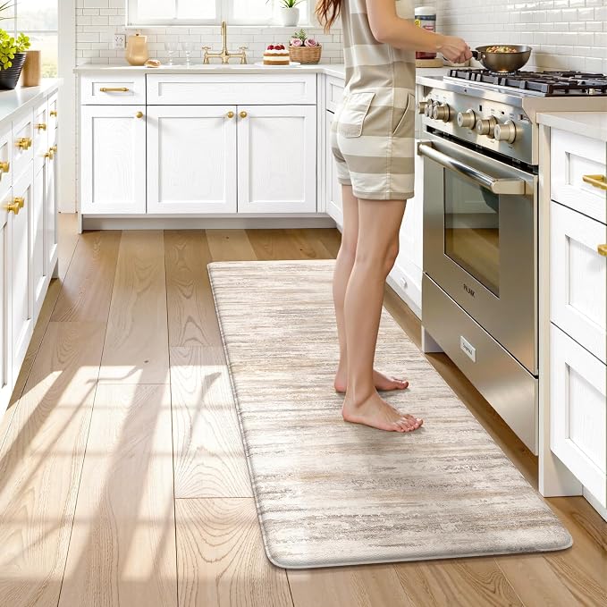 KIMODE Anti Fatigue Mats for Kitchen Floor, Farmhouse Kitchen Runner Rugs by StayinComfortCookwithJoy