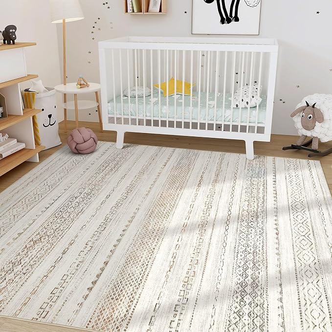 Nakagishi Area Rugs 9x12 Living Room Rug: Washable Boho Large Neutral Modern - Image 8