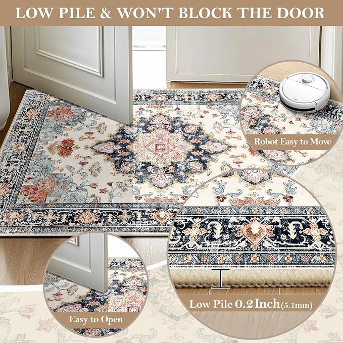 CAPALOCA Machine Washable Rugs Nursery Rug 6x9 Cute Girl Non Slip Low Pile - Image 3