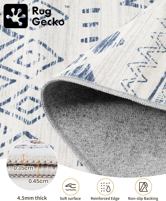 Miukiki 6x9 Area Rug for Living Room Moroccan Washable Rugs Non Slip Indoor - Image 3