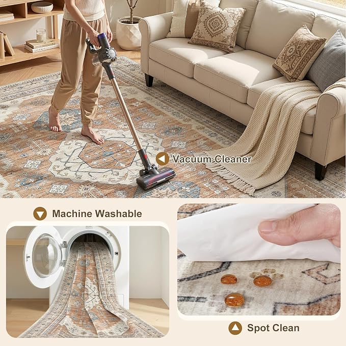 6x9 Washable Area Rug, Large Rugs - Image 3