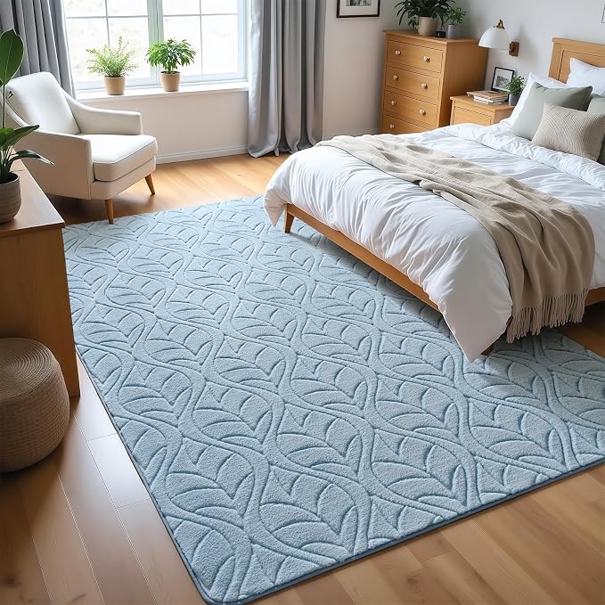 Macgace 5x7 Blue Area Rug, Soft Shag Carpet, Washable Living Room Rugs - Image 2