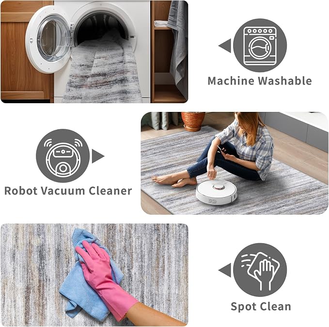 4x7 Rugs for Small Living Room: Non-Slip Washable Area Rug for Hallway Entryway - Image 4