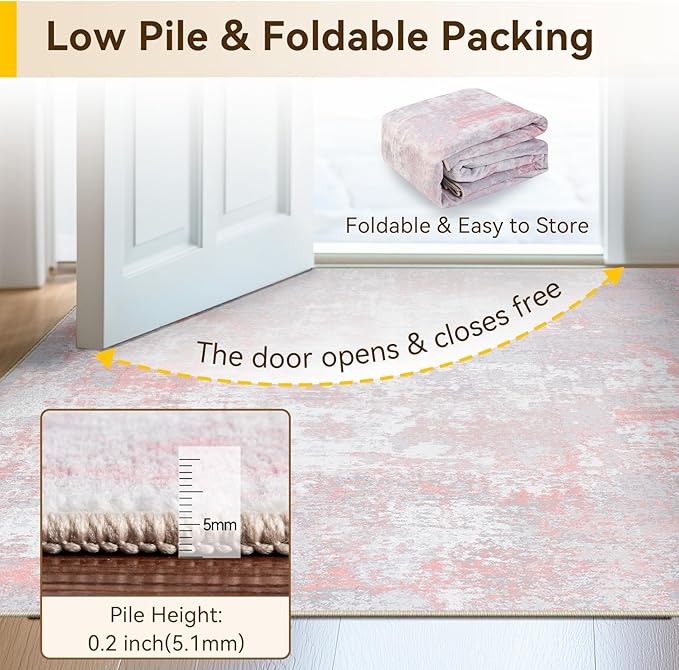 RELEANY Washable Area Rugs Square 7ft Non-Slip Modern Abstract Soft - Image 6