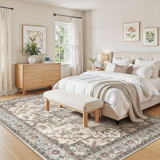 7x9 Area Rugs Living Room: Washable Vintage Rug Large Non-Slip Stain Resistant - Image 5