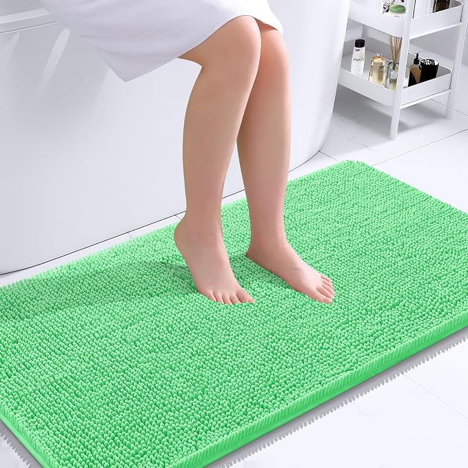 OLANLY Bathroom Runner Rugs 44x24, Soft Absorbent Chenille Bath Rugs, Rubber - Image 2