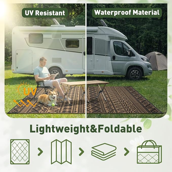 MontVoo Outdoor Rug 8x10 Waterproof Outdoor Patio Rug Mat Reverisble Plastic - Image 6