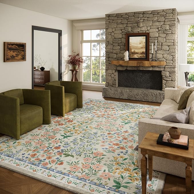Machine Washable Rugs for Living Room: 8x10 Area Rugs for Bedroom Vintage Stain by palohom