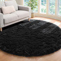 ONASAR Black Round Area Rug 4ft, Soft Bedroom Circle Rugs Floor Mats by ONASAR