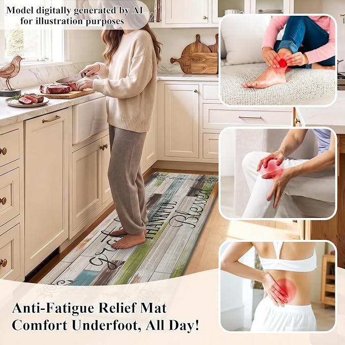 HEBE Anti Fatigue Kitchen Rugs Set of 2, Non Slip Cushioned Kitchen Mats - Image 5