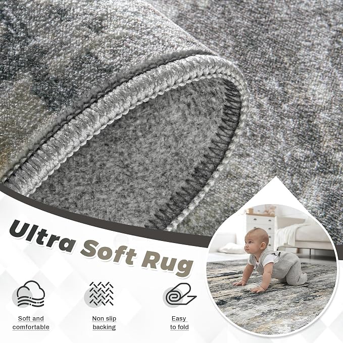 pmtsns Area Rugs 2x8 Runner Rug: Washable Hallway Rug Modern Abstract Neutral - Image 4
