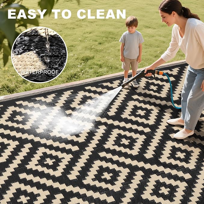 RURALITY Outdoor Rugs 5x8 Feet for Patios Clearance, Plastic Straw Waterproof - Image 5