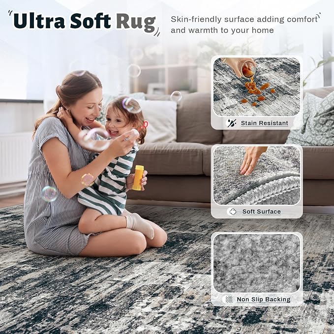 XLUEZ 6x9 Area Rugs for Living Room, Washable Modern Abstract Large Area Rug - Image 4