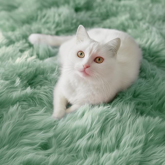 PAGISOFE Sage Green Rugs for Bedroom, 3x5 Ft Shaggy Rug Plush Fuzzy Carpet for - Image 6