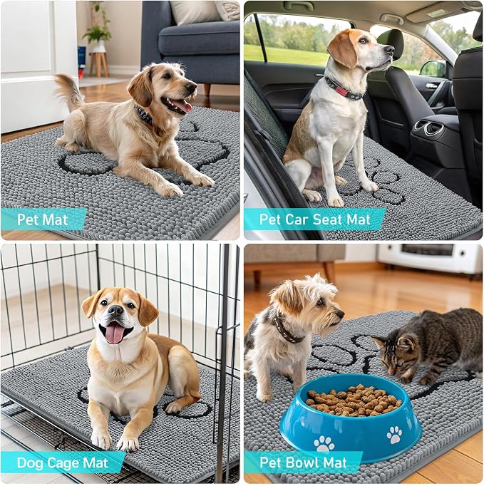 OLANLY Dog Door Mat for Muddy Paws 54x32, Paw Print Design, Absorbs Moisture - Image 7