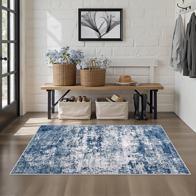 Washable Area Rug 3x5 Entryway Rug: Washable Modern Abstract Soft Thin Rug - Image 3