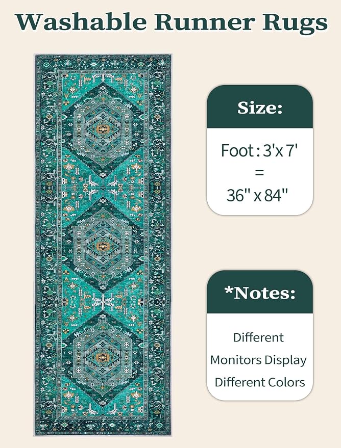 SERISSA Boho Kitchen Runner Rug, 3x7 Washable Non-Slip Runner Rug - Image 6