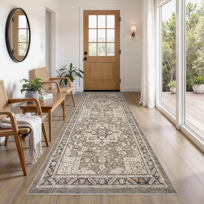 Vintage Hallway Runner Rug 3x8: Large Soft Washable Entryway by COTILED