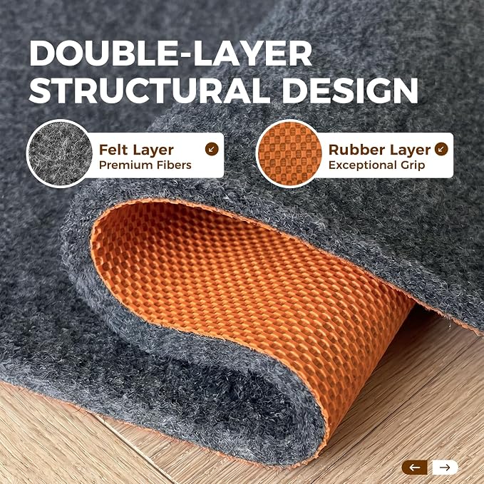 Rug Pad 2 x 6 Ft Non-Slip, Felt and Natural Rubber Backing, 1/4" Thick - Image 6